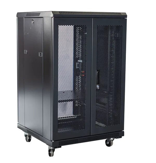 Certech 22RU 600 (W) x 600 (D) Premier Series Server Rack With 1 x Fixed Shelf, 4 x Fans, 1 x 6 Outlet Horizontal PDU, 25 x Cage Nuts, 4 x Castor Wheels & 4 x Levelling Feet