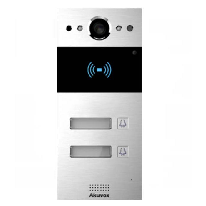 Akuvox IP 2-Button External Station With MiFare Reader, Mobile App, 2MP, Aluminium Panel, IP65, POE / 12VDC, Surface Mount (Flush Mount: R20K-FLM / Surface Mount Raincover: R20K-SRC)
