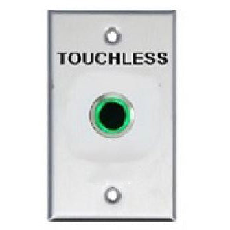Secor Stainless REX, Illuminated Green No-Touch Sensor, Dual Colour LED, IP65, Standard GPO Plate, 24VDC, 0.5-20S Door Open Time, Adjustable Sensing Range 4-12CM