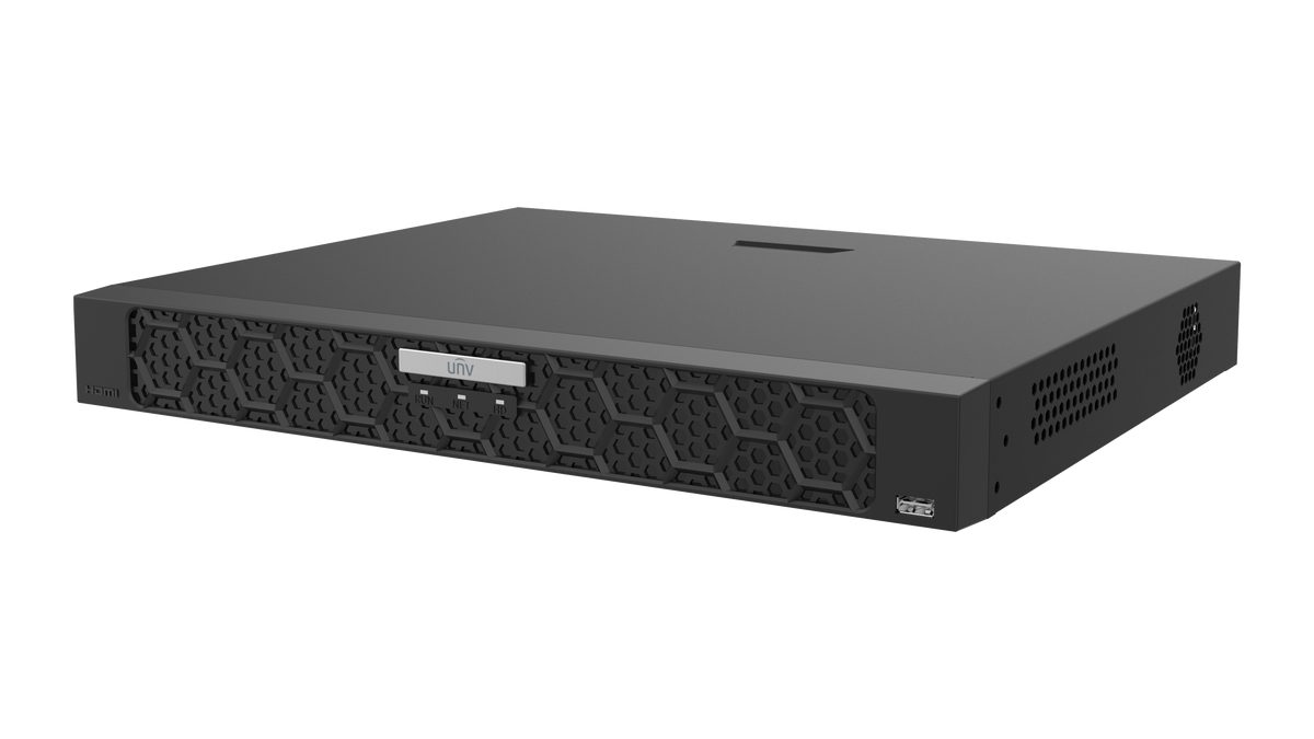 Uniview 32 Channel Prime IX Series SeekFree NVR, 192Mbps Bandwidth, 2x HDMI / 2x VGA, 2 Bay HDD, 2x Gigabit NIC, Ultra H.265/H.264 Support, AI Analytics (Face Detection, Plate Comparison, People Counting), RAID, NO HDD INSTALLED