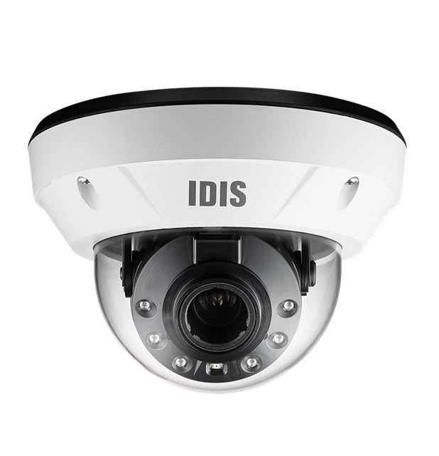 IDIS 8MP IP External IR Vandal Dome, Low Light, 2.7-13.5mm, 120dB WDR, 40m IR, MicroSD, Audio Capable I/O, POE / 12VDC, IP67, IK10, Built In Heater (Junction Box: DA-JB2200, Wall Mount: DA-MA2100 + DA-WM2050)