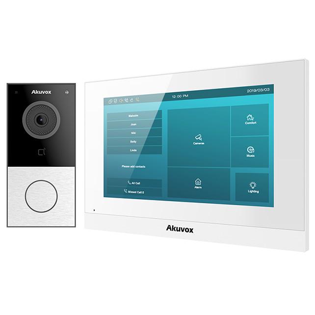 Akuvox IP 7" Intercom Kit **WHITE** - Includes 1 x C313S Touchscreen, 1 x E12S **SURFACE** Mount 1PB External Station, 1 x Surface Mount Bracket (Surface Mount Rain Cover: E12S-SRC, Desk Mount: C313-DMT-W) **REQUIRES POE SWITCH & ROUTER**