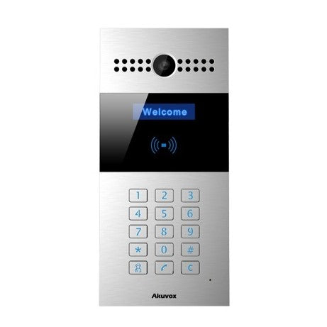 Akuvox IP External Station With Keypad, MiFare / NFC Reader, Mobile App, 2MP, Aluminium Panel, IP65, POE / 12VDC, Surface Mount (Flush Mount: R27A-FLM / Surface Mount Raincover: R27A-SRC)
