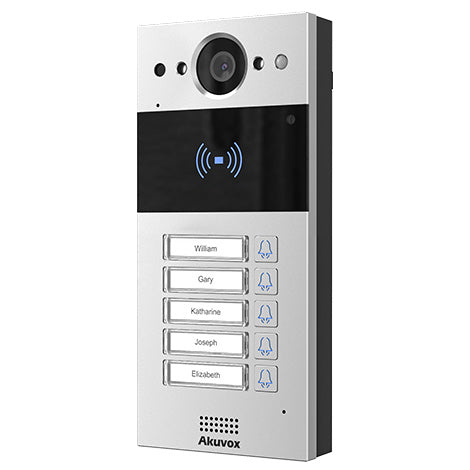 Akuvox IP 5-Button External Station With MiFare Reader, Mobile App, 2MP, Aluminium Panel, IP65, POE / 12VDC, Surface Mount (Flush Mount: R20K-FLM / Surface Mount Raincover: R20K-SRC)