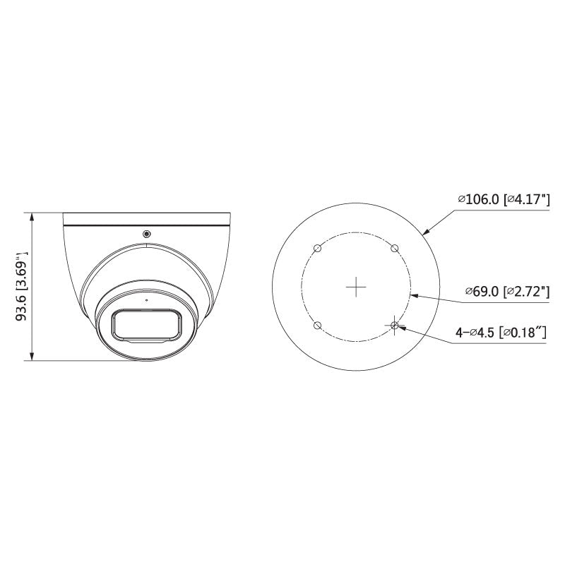 VIP Vision 6MP IP Professional AI Series IR Eyeball, Low Light, 2.8mm Lens, 120dB WDR, 50m IR, POE or 12VDC, IP67, MicroSD, Built-In Mic (Wall Mount: VSBKTB204W, Junction Box: VSBKTA130E)