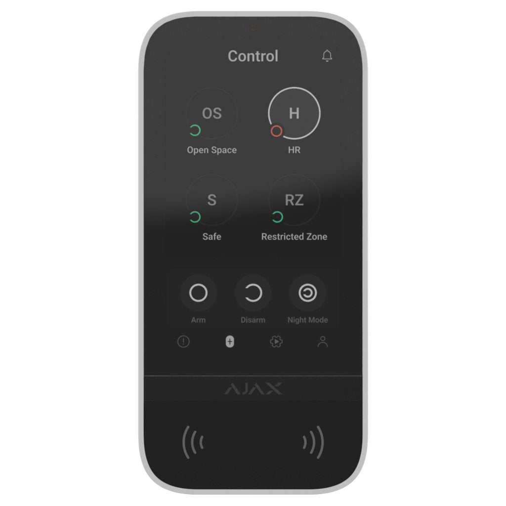 Ajax KeyPad TouchScreen WHITE - 2 Way Wireless 5" Touch Screen Keypad with Proximity Reader