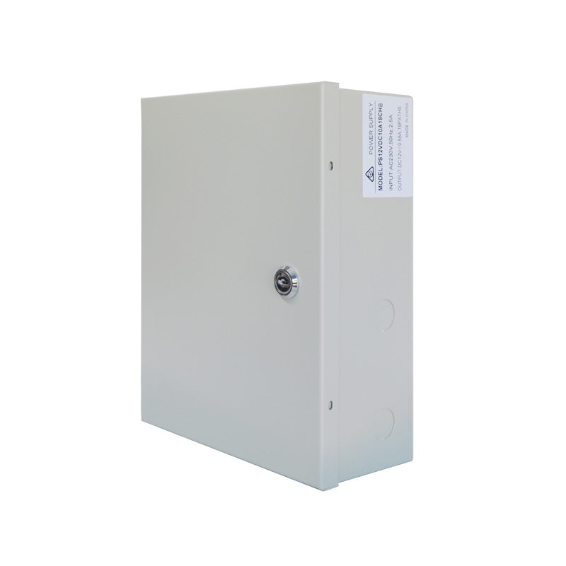 **SUPPLY DELAY (15 JUNE)** Securview 12VDC 10A Wall Mounted Power Supply, Battery Back-Up, 18 x Independent Outputs