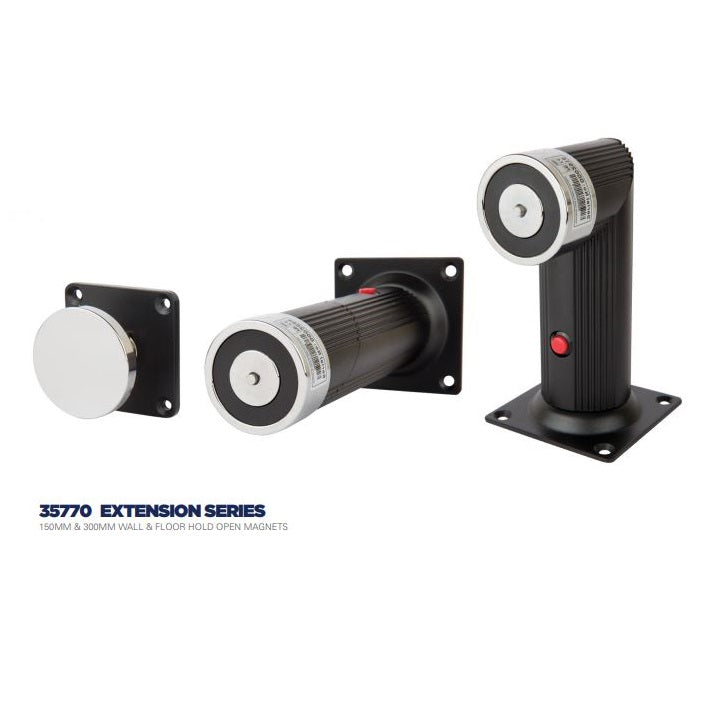 LOX 12/24VDC Magnetic Door Holder Wall / Floor Mount With 150mm Extension General Duty