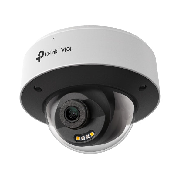 VIGI By TP-Link 8MP Full-Color Dome, 1/2.7" CMOS, 2.8mm F1.6, 120dB True WDR, IR/White Light 30m, Human & Vehicle Detection, People & Vehicle Analytics, Smart Detection, SmartVid, Built-in Mic & Speaker, MicroSD Slot, H.265+, IP67, IK10, 12VDC/PoE