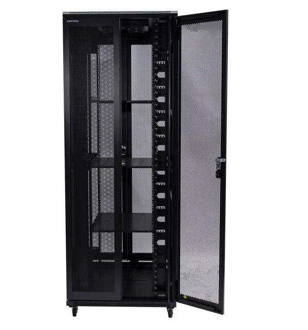 Certech 42RU 800 (W) x 800 (D) Premier Series Server Rack With 3 x Fixed Shelves, 4 x Fans, 1 x 6 Outlet Horizontal PDU, 25 x Cage Nuts, 4 x Castor Wheels & 4 x Levelling Feet
