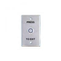Secor Stainless REX, Illuminated **BLUE** LED Stainless Flush Push Button, IP65, Fly Leads, Standard GPO Plate "PRESS TO EXIT"