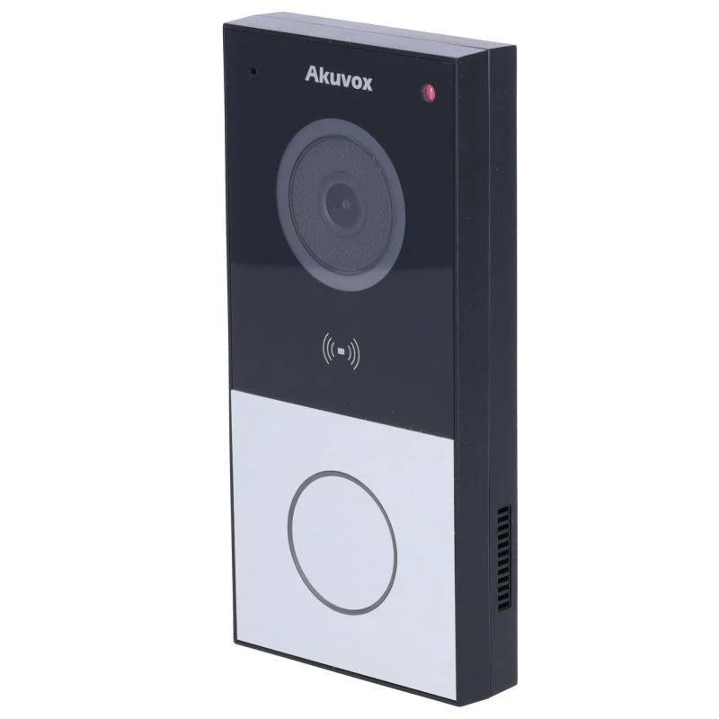 Akuvox IP 1-Button Compact External Station With MiFare / NFC / Bluetooth Reader, Mobile App, 2MP, IP65, POE / 12VDC, Surface Mount (Surface Mount Rain Cover: E12S-SRC) **REQUIRES ROUTER**