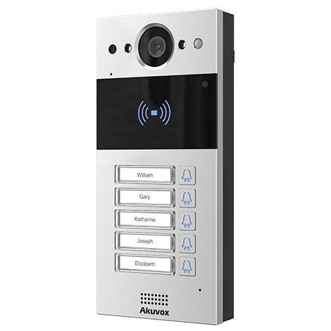Akuvox IP 5-Button External Station With MiFare Reader, Mobile App, 2MP, Aluminium Panel, IP65, POE / 12VDC, Surface Mount (Flush Mount: R20K-FLM / Surface Mount Raincover: R20K-SRC) **REQUIRES ROUTER**
