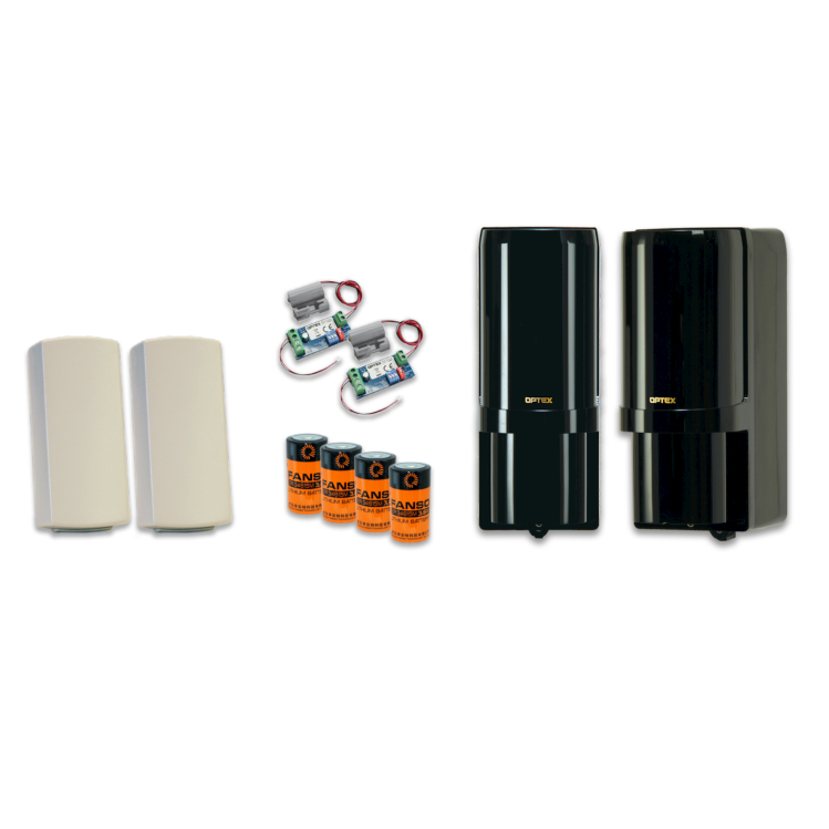 Optex / Inovonics Wireless PE Beam Kit 30M - 1 x AX-100TFR PE Beam, 2 x EN1210 Transmitters, 4 x LSH-20 Batteries
