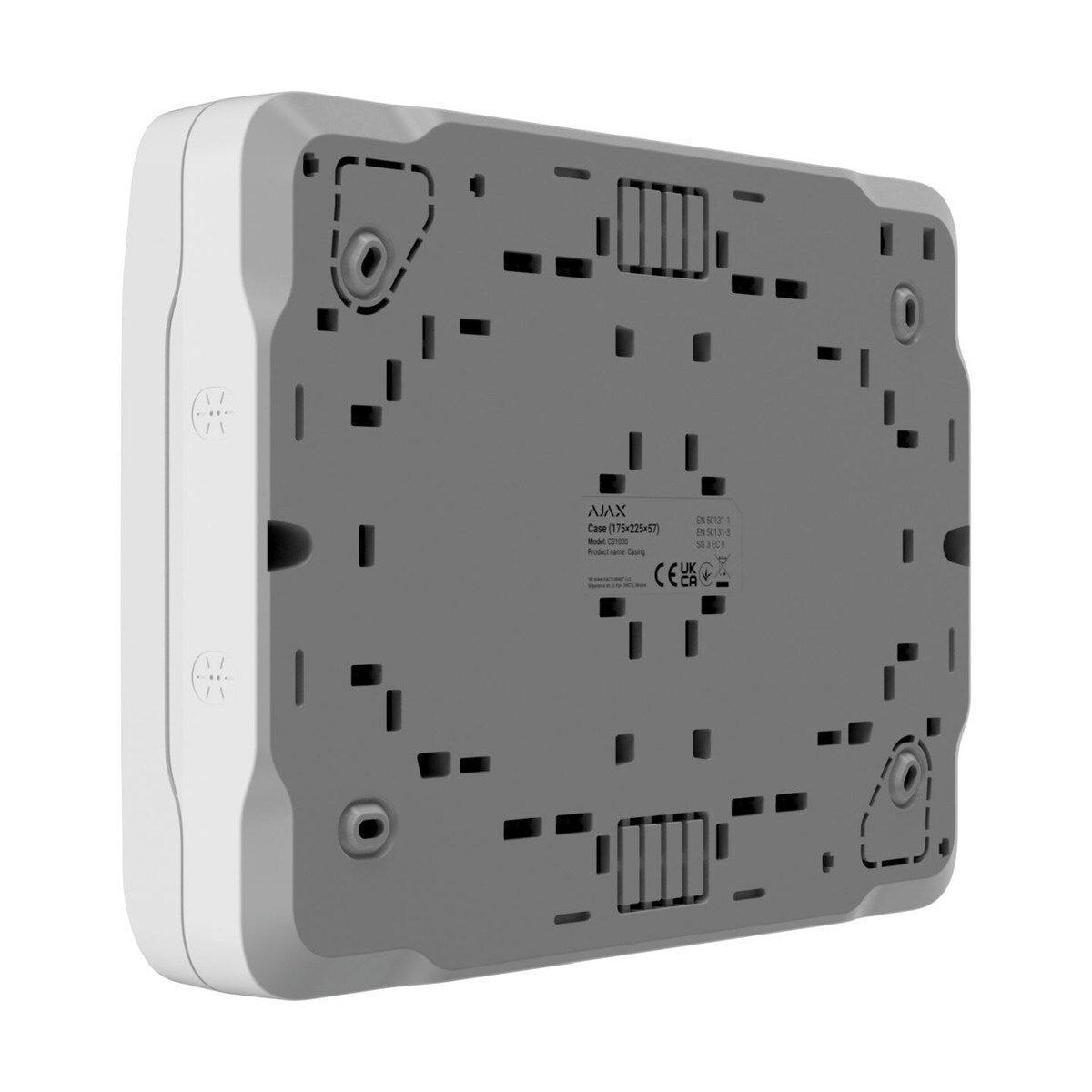 Ajax Case B (175) with dimensions of 175 × 225 × 57 mm has 2 slots for Superior LineProtect Fibra, Superior LineSplit Fibra, Superior MultiTransmitter IO (4X4) Fibra, or Superior MultiRelay Fibra