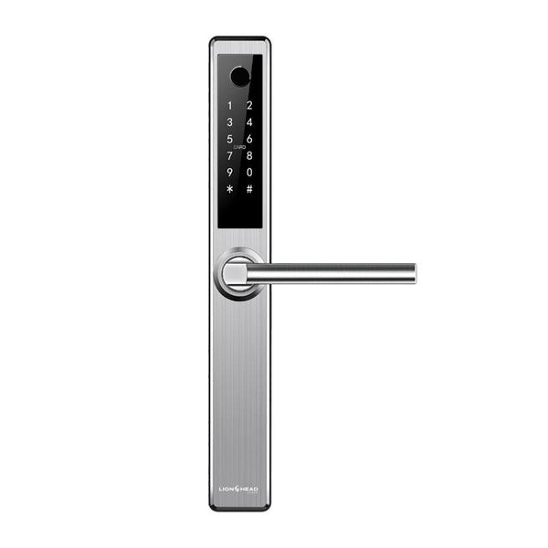 Lionhead Lock Erskine Luxe Series **SILVER** Electric Mortice Lock With BLE, PIN Entry, Fingerprint / Prox Reader, E-Key & Key Overridable Lock, Track Key 3585 Mortice **REQUIRES 4x AA BATTERIES**