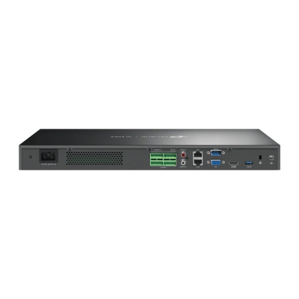 VIGI By TP-Link 32 Channel NVR, 4K HDMI & Independent VGA Output, 8MP Support, 16 Channel @ 2MP Decoding, 320Mbps Bandwidth, H.265+, Smart Detection & Alarms, Two-Way Audio, Simultaneous Playback, ONVIF, Remote Monitoring, 4× SATA up to 64TB, Dual Gigab