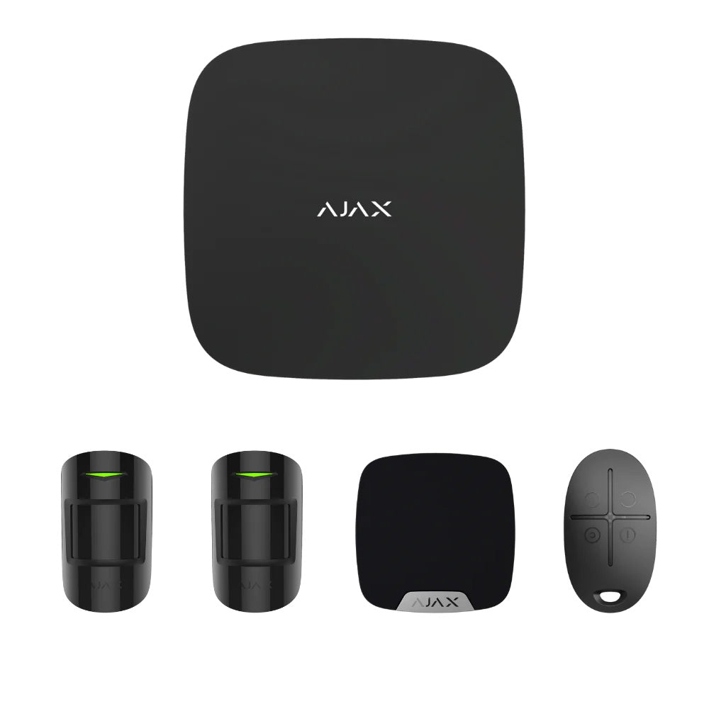 Ajax Hub 2 Starter Kit BLACK - 1 x Hub 2 Dual SIM 4G / Ethernet - 2 x MotionProtect PIR - 1 x HomeSiren - 1 x SpaceControl Fob