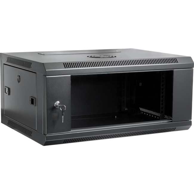 Zankap 4RU 450mm Deep Wall Mount Cabinet **PREASSEMBLED**, 10 x Cage Nuts, Lockable Glass Front Door (Optional Shelf: Z-1RU-SHELF)