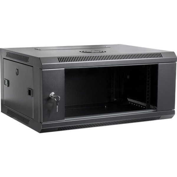 Zankap 4RU 450mm Deep Wall Mount Cabinet **PREASSEMBLED**, 10 x Cage Nuts, Lockable Glass Front Door (Optional Shelf: Z-1RU-SHELF)
