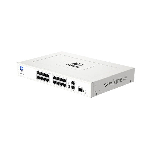 Wi-Tek WiKing 16 Port Non-Managed PoE Switch (16x PoE Ports, 2x Uplink Ports, 1x SFP Port) 250m Long Range, 270W Power Budget, PoE Watchdog