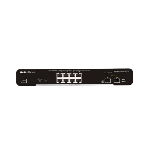 Ruijie Reyee 10-Port Gigabit Cloud Managed POE Switch, 8 x POE+, 2 x SFP, 125W, Desktop / Wall Mount