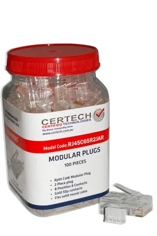 **SUPPLY DELAY (15 AUG)** Certech CAT6 RJ45 Plug 100 Piece Jar