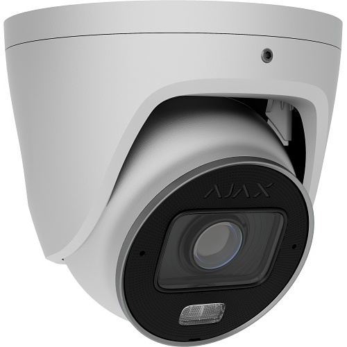 Ajax 5MP TurretCam Hybrid Light Varifocal, 2.8-12mm Varifocal Lens, Dual Light IR & White LED 15m, AI Human & Vehicle Detection, Built-in Mic, MicroSD, PoE, IP67 (White)
