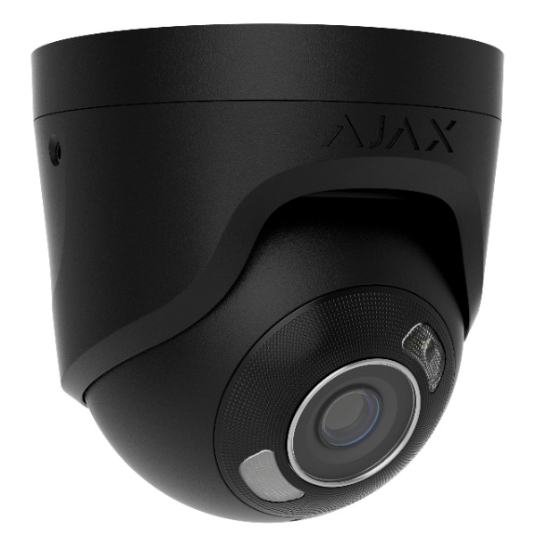 Ajax 5MP IP Baseline AI Series Hybrid Light Turret Camera, (Black) AI-Powered Object Recognition, 2.8mm, 120dB WDR, 35m IR, POE, IP65, MicroSD, Built-in Mic