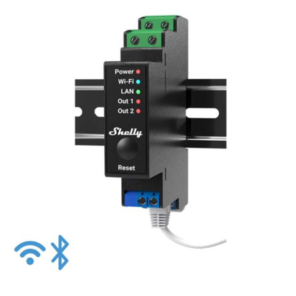 Shelly Pro 2PM Smart Relay, DIN Rail Mounted
