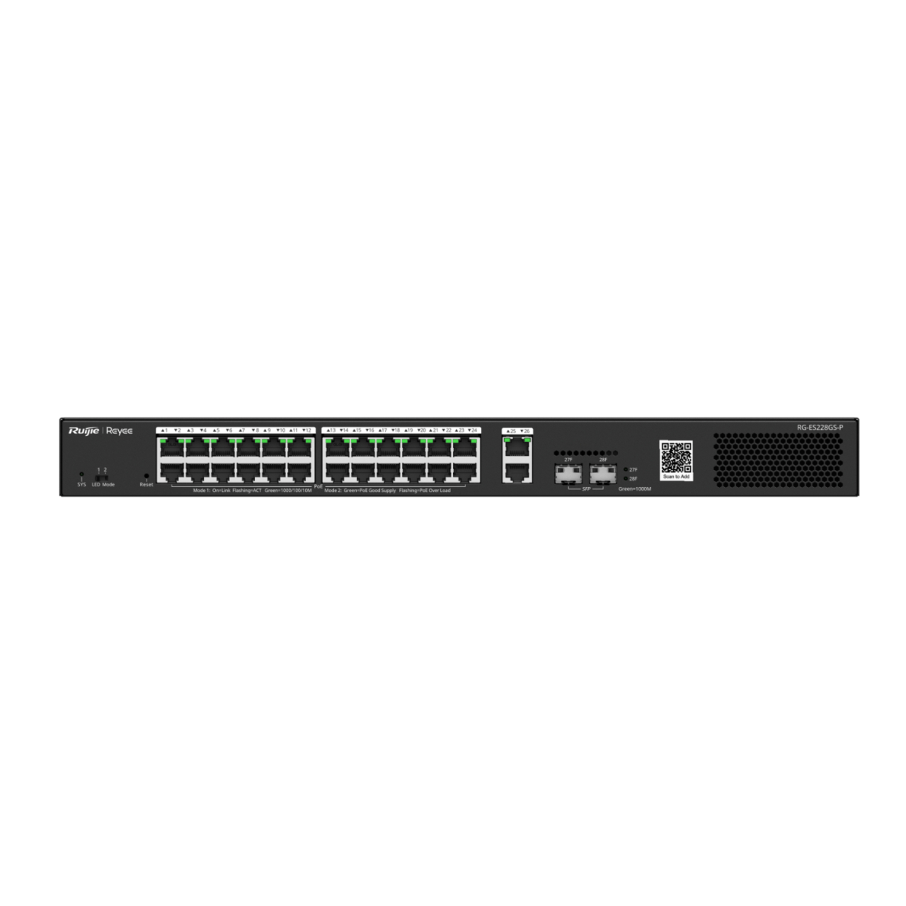 Ruijie Reyee 28-Port Gigabit 24x POE 2x SFP 2x 1GE SFP Smart Cloud Managed PoE Switch Rack Mount