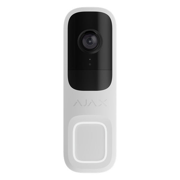 Ajax 4MP WHITE WiFi Video Doorbell With AI Object Recognition, 6m IR, 155° View Angle, 12-24VDC Or 16-24VAC, 2.4GHz WiFi Connectivity, IP54, 145H × 47W × 34D mm