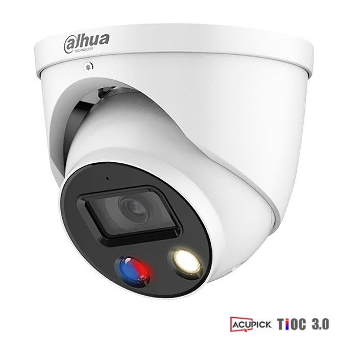 Dahua 8MP IP WizSense AI Series 2 Full Colour Active Deterrence TiOC 3.0 Eyeball Camera, SMD 4.0, AcuPick Ready, Quick Pick, AI SSA, Perimeter, Starlight, 2.8mm, 120dB WDR, 30m IR / White Light, POE / 12VDC, IP67, MicroSD, Built-in Mic / Speaker, Red /