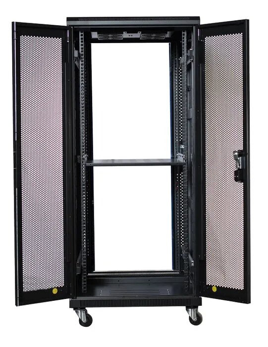Certech 27RU 600 (W) x 1000 (D) Premier Series Server Rack With 1 x Fixed Shelf, 4 x Fans, 1 x 6 Outlet Horizontal PDU, 25 x Cage Nuts, 4 x Castor Wheels & 4 x Levelling Feet
