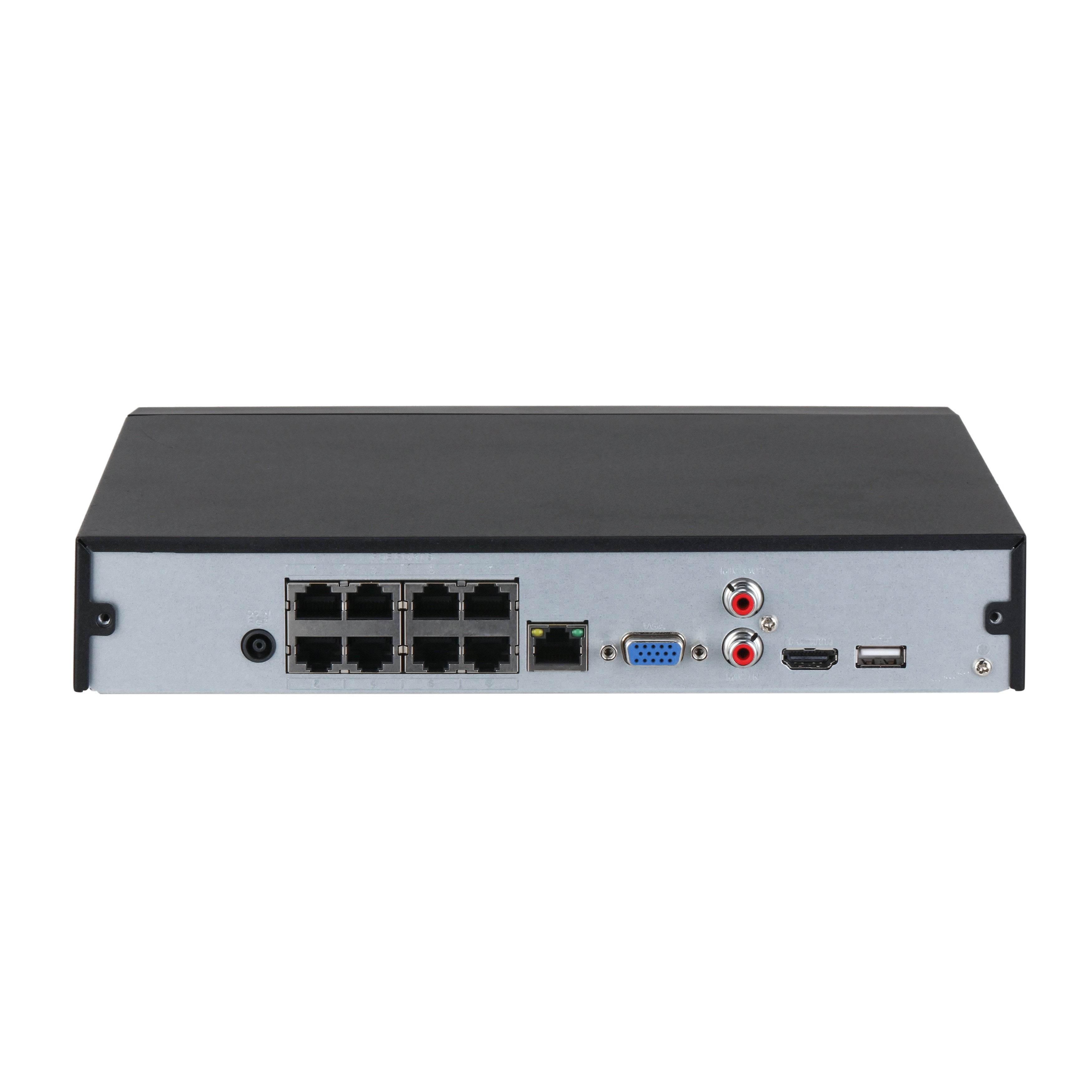 Dahua 8 Channel, WizSense AI Series, 8 x POE, 1RU, 180MB, 1 x Gigabit NIC, 1 x HDD **NO HDD INSTALLED**