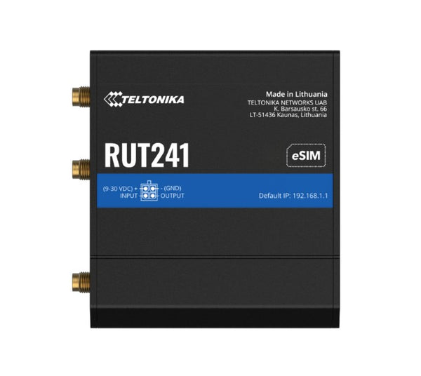 Teltonika 2-Port 4G Industrial Router With WiFi Range Up to 100 Meters In LOS, Up To 150Mbps, 1 x 10/100 Mbps WAN Port, 1 x 10/100 Mbps LAN Port, 2 x SMA LTE Antennas, 1 x RP-SMA WiFi Antenna **REQUIRES SIM CARD**