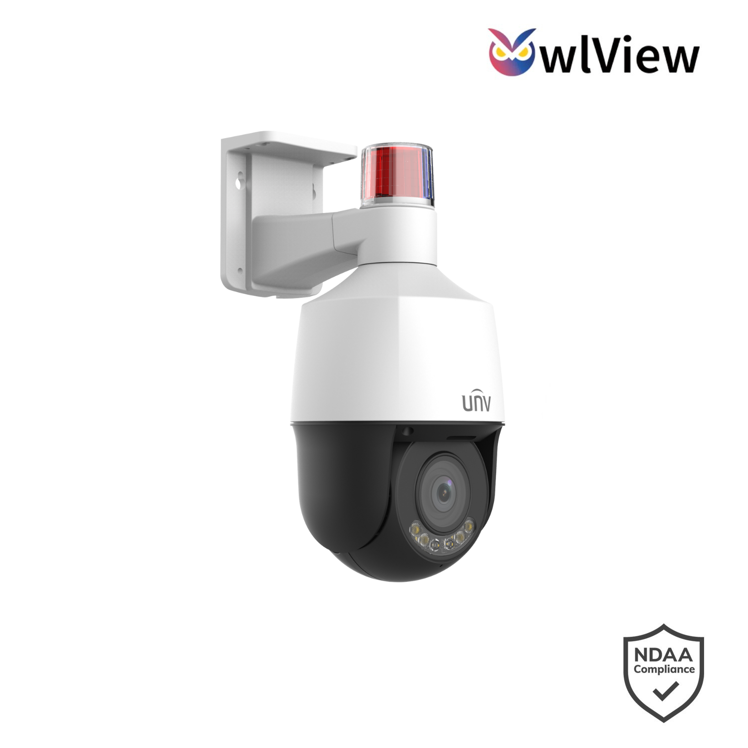 Uniview 4MP 5x Owlview Tri-Guard PTZ, Perimeter, Auto-Tracking, ColorHunter, 2.7-13.5mm, 120dB WDR, 40m White Light, Triple Streams, MicroSD, POE or 12VDC, Built-in Mic / Speaker / Warning Lights, IP66 (Junction Box: TR-JB07-D-IN, Ceiling Mount: TR-CM06