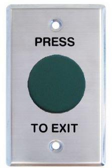 Secor Stainless REX, Green Mushroom, Vandal Resistant, Weatherproof (IP66) 45mm, Standard GPO Plate, Fly Leads, BCA Compliant "PRESS TO EXIT"