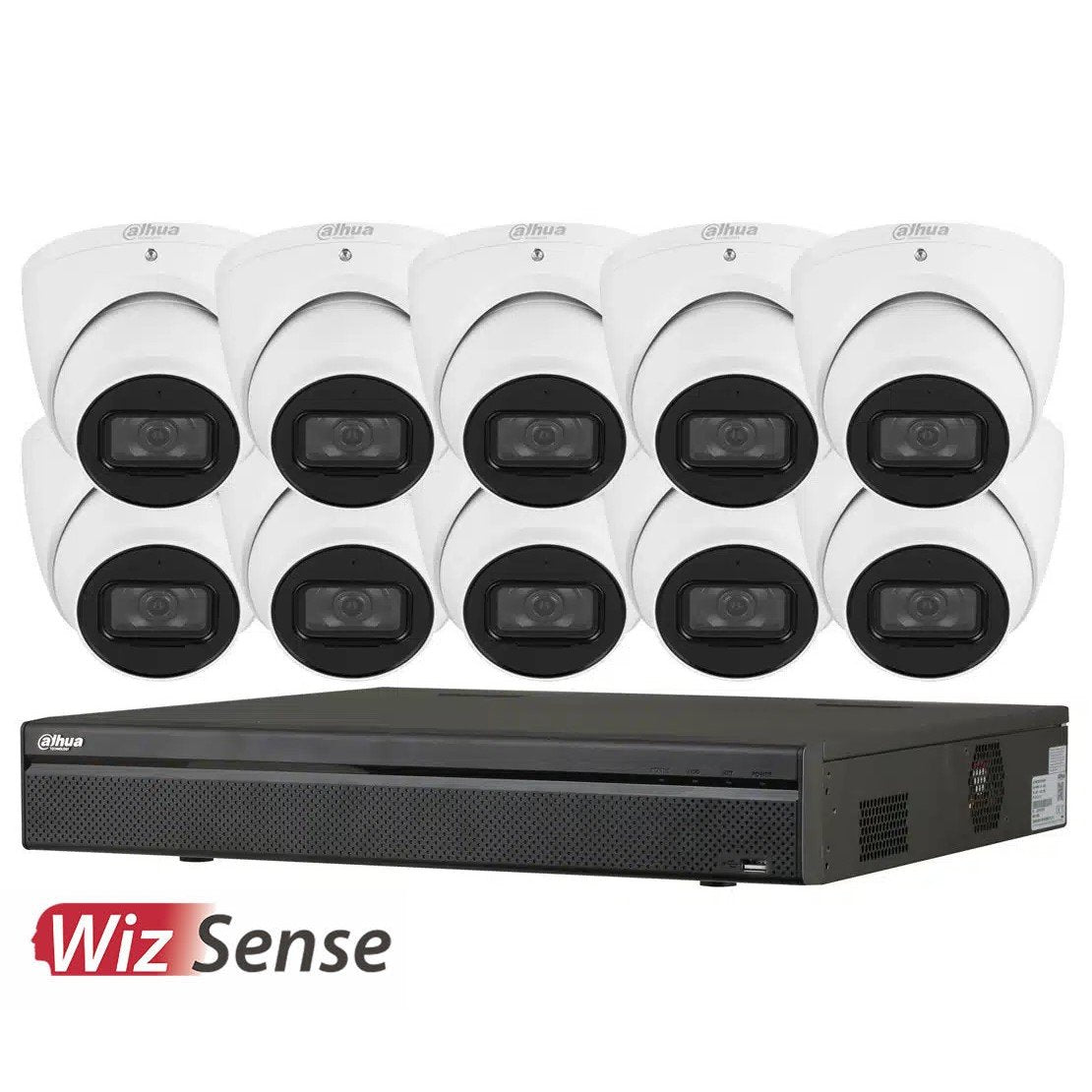 Dahua 16CH WizSense AI Series 6MP Eyeball Kit - 1 x NVR4216-16P-AI-6TB, 10 x IPC-HDW3666EMP-S-AUS | Starlight, 2.8mm, 120dB WDR, 30m IR, SMD, Perimeter (Wall Mount: PFB204W, Junction Box: PFA130-E)