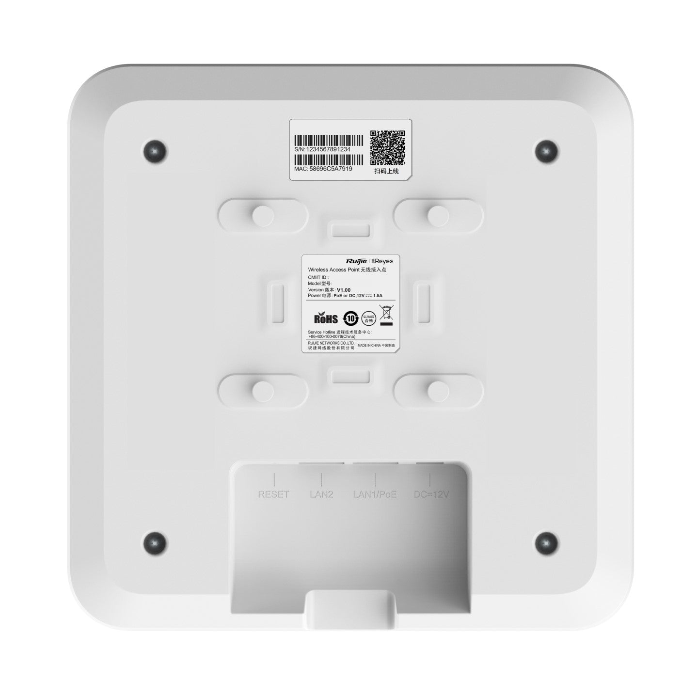 Ruijie Reyee Internal WiFi6 Gigabit Access Point AX3200, 800Mbps, Dual Band Up To 2402Mbps, POE / 12VDC (Up To 30M Range)
