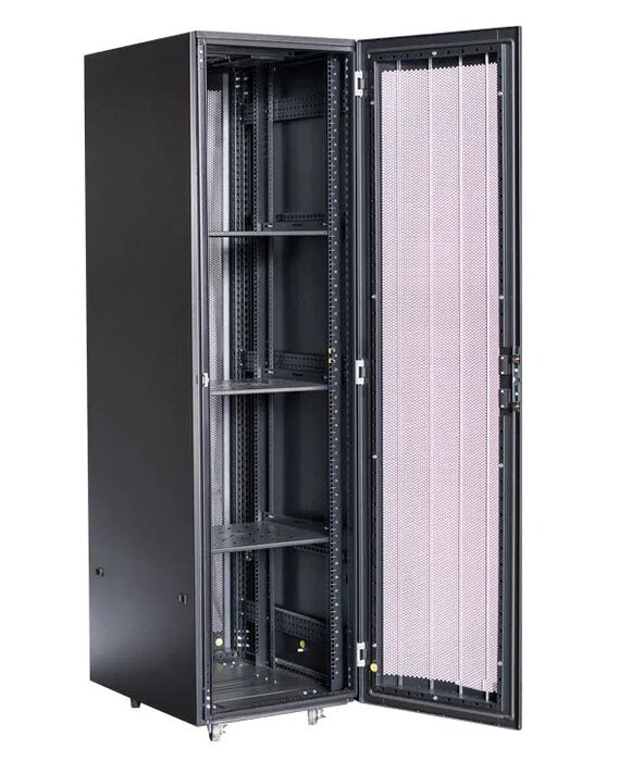 Certech 45RU 600 (W) x 800 (D) Benchmark Series Server Rack With 3 x Fixed Shelves, 4 x Fans, 1 x 6 Outlet Horizontal PDU, 25 x Cage Nuts, 4 x Castor Wheels & 4 x Levelling Feet