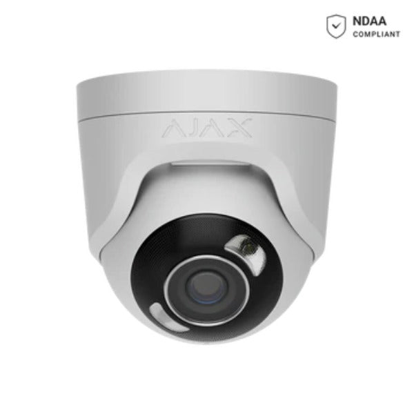 **SUPPLY DELAY (30 AUG)** Ajax 8MP IP Baseline AI Series Hybrid Light Turret Camera, AI-Powered Object Recognition, 2.8mm, 120dB WDR, 35m IR, POE / 12VDC, IP65, MicroSD, Built-in Mic
