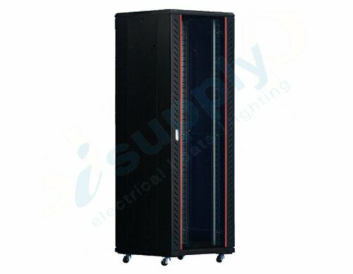 PSS* 18RU 1000mm Deep Freestanding Cabinet With 2 x Fixed Shelves, 20 x Cage Nuts, Lockable Glass Front Door, Vented Rear Door With Lock