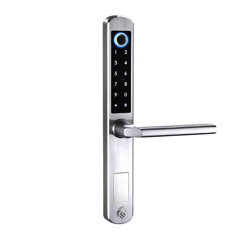 Lionhead Lock The Oxford Narrow Entrance Lock Silver Fingerprint, Pin, Prox, Ekey & Key Override Track Key (85 Series Mortice Body & 4 X AAA Batteries Sold Separate)