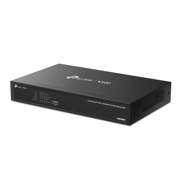 VIGI By TP-Link 8 Channel PoE NVR, 4K HDMI & VGA Output, 8MP Support, 8 Channel @ 2MP / 4 Channel @ 4MP Decoding, 80Mbps Bandwidth, H.265+, Smart Detection & Alarms, Two-Way Audio, Simultaneous Playback, ONVIF, Remote Monitoring, Single SATA up to 16TB,