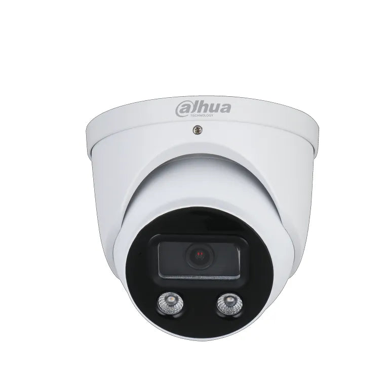Dahua 5MP IP WizMind AI Series IR Active Deterrence TiOC Eyeball, People Counting, SMD, Perimeter, Starlight, 2.8mm, 120dB WDR, 50m IR, POE / 12VDC, IP67, MicroSD, Built-in Mic / Speaker, White Light (Wall Mount: PFB205W, Junction Box: PFA137)