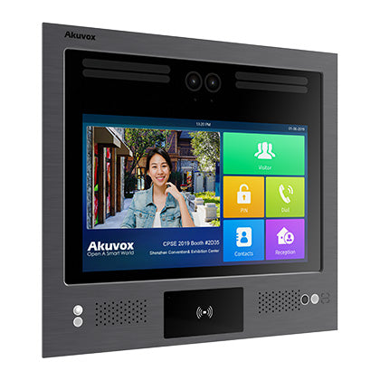 Akuvox IP External Station With Digital Keypad, 13" Touch Screen, MiFare / NFC / QR Code Reader, Facial Recognition, Mobile App, 2MP, Stainless Steel Panel, IP65, IK07, POE / 12VDC, Surface Mount (Flush Mount: X916S-FLM / Surface Mount Raincover: X916S-