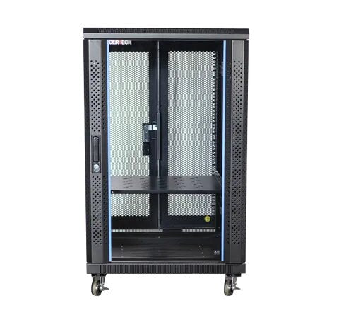Certech 22RU 600 (W) x 900 (D) Premier Series Server Rack With 1 x Fixed Shelf, 4 x Fans, 1 x 6 Outlet Horizontal PDU, 25 x Cage Nuts, 4 x Castor Wheels & 4 x Levelling Feet