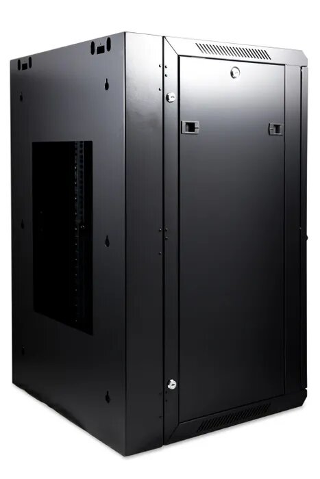 Certech 18RU 550mm Deep Swing Frame Cabinet With 1 x Fixed Shelf, 2 x Fans and 10 x Cage Nuts