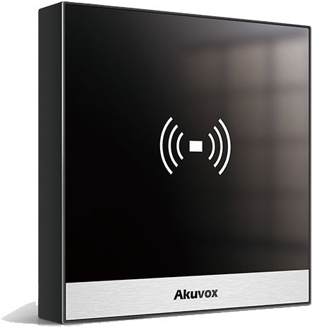 **SPECIAL ORDER** Akuvox Standalone Reader, Access Control Terminal, Toughened Glass Panel, Aluminium Frame, 2.13.56MHz / 125kHz Reader & NFC, Tamper Alarm, IP65, POE / 12VDC (Surface Back Box: A0X-SRM)